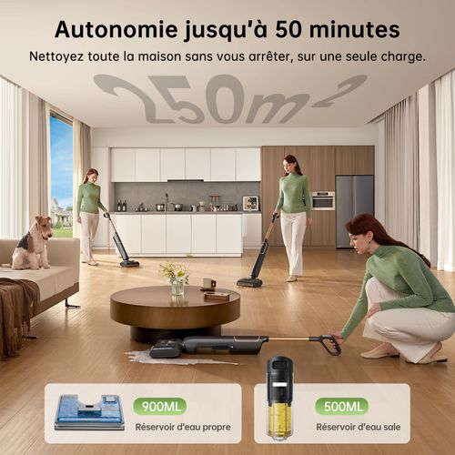 X7 - aspirateur Balai Laveur 70kpa/580w Aspirateur Balai Sans Fil - 65min Autonomie - Écran LED