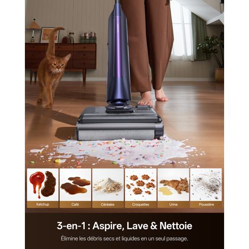 Aspirateur Balai Laveur 3 en 1 AC1 TFlex | 180° Plat | 25 kPa | 65 min | Nouvelle génération