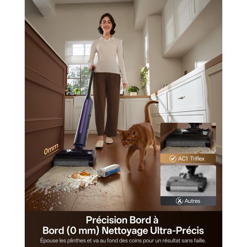 Aspirateur Balai Laveur 3 en 1 AC1 TFlex | 180° Plat | 25 kPa | 65 min | Nouvelle génération