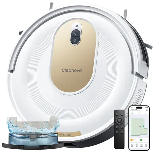Cleanova W8, Robot Aspirateur Laveur, 5000 Pa, ultra-fin,anti-enchevêtrement, blanc