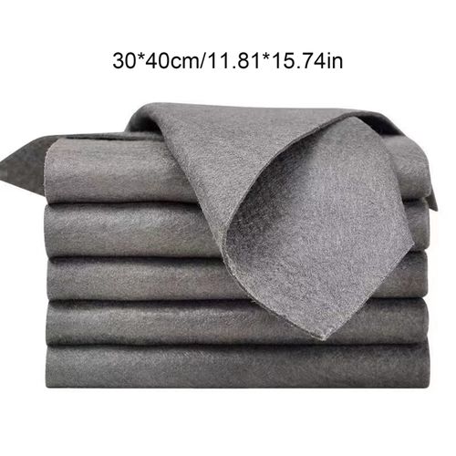 Lot De 5 Chiffons Magiques 30x40 Cm, Super Absorbants Et Réutilisables, En Microfibre, Gris