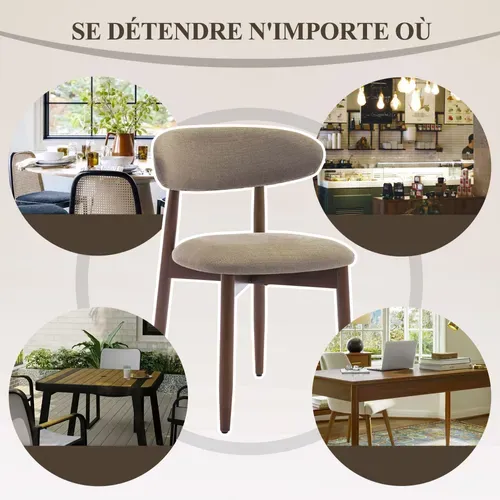 Lot De 2 Chaises De Salle à Manger, Assise En Mousse Haute Densité, Dossier Ergonomique, Marron