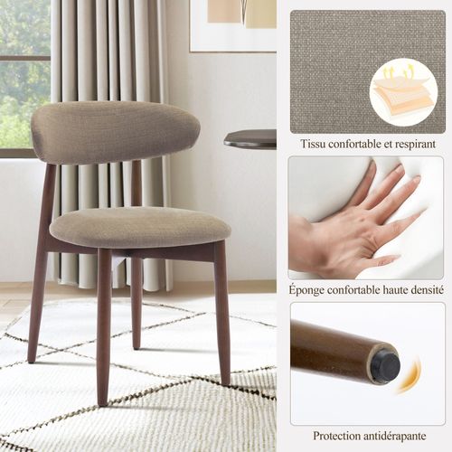 Lot De 2 Chaises De Salle à Manger, Assise En Mousse Haute Densité, Dossier Ergonomique, Marron