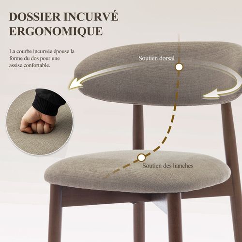 Lot De 2 Chaises De Salle à Manger, Assise En Mousse Haute Densité, Dossier Ergonomique, Marron