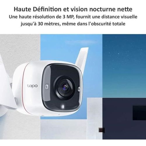 Tapo Caméra Surveillance Wifi Extérieur Caméra Ip Haute Résolution 3mp , Vision Nocturne