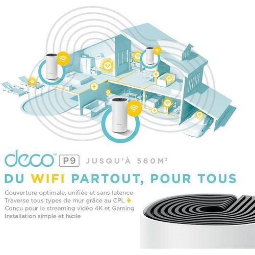 Deco P9(3-pack) Solution Hybride Wifi Mesh Ac1300 Mbps Multiroom + Cpl Av1000 Mbps