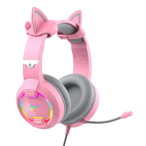 Casque Gaming Sans Fil Avec Oreilles De Chat LED - Bluetooth 5.0, Son Stéréo, Pliable - Pour Enfants Et Adultes (doré)