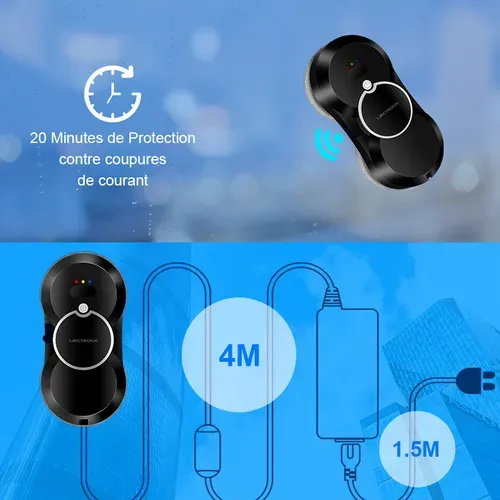 Robot Lave Vitre HCR-10 Noir -   Nettoyage auto -  Dix chiffons de nettoyage