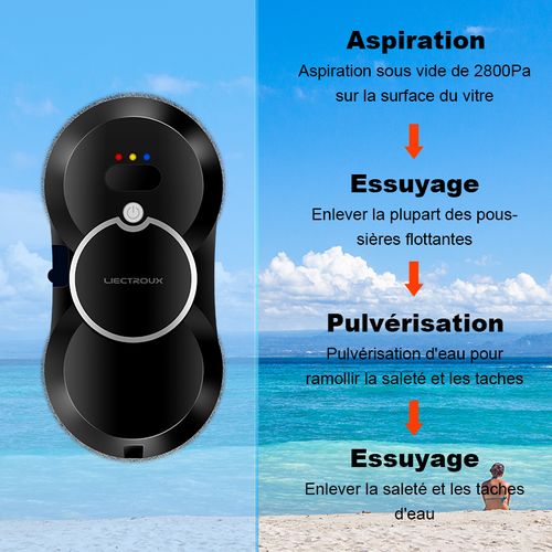 Robot Lave Vitre HCR-10 Noir -   Nettoyage auto -  Dix chiffons de nettoyage