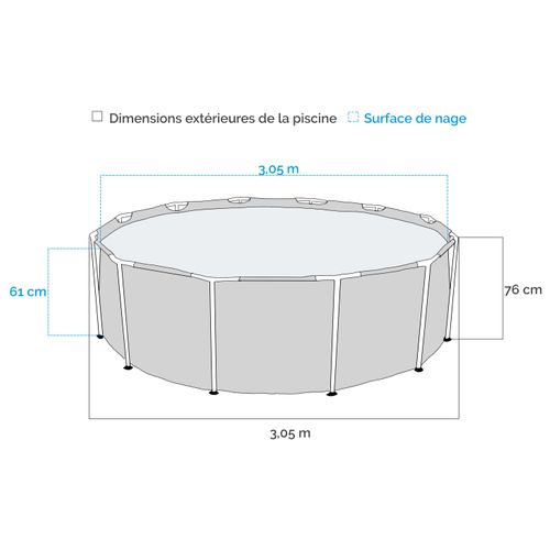 Piscine Tubulaire Metal Frame Ronde 3,05 X 0,76 M Intex