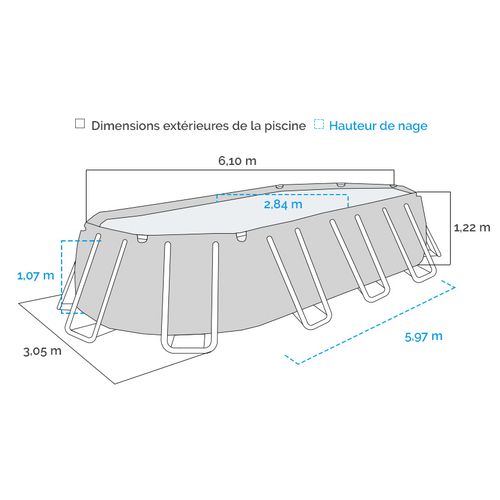 Piscine Tubulaire Prism Frame Ovale 6,10 X 3,05 M Intex