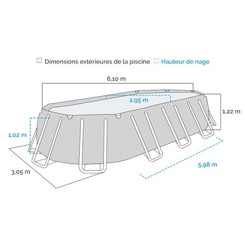 Piscine Tubulaire Prism Frame Ovale 6,10 X 3,05 M Intex