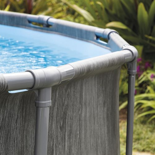 Grande Piscine Ronde En Kit Baltik - Diamètre 549 Cm - Effet Gris Cérusé