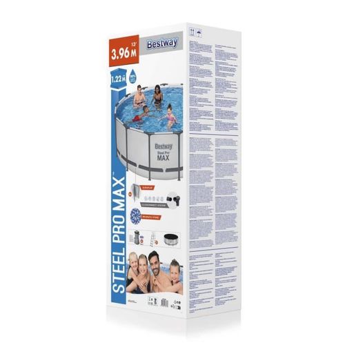 Piscine Hors-sol Ronde Acier 3,96 X 1,22 M Avec Pompe Filtre 32 W