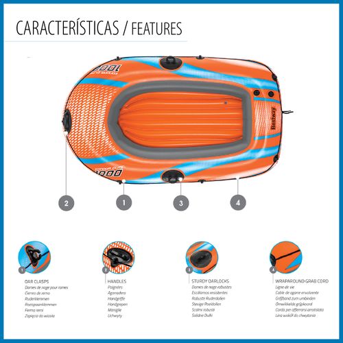 Bateau Gonflable Individuel   Kondor Elite 1000 Raft 162x96x20 Cm Avec Poignées Et Sol Gonflable