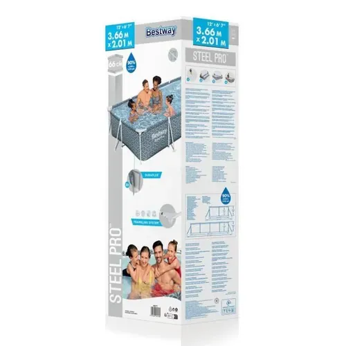Piscine Cadre Rectangulaire 366 X 201 X 66 Cm – Acier, Liner Duraplus™