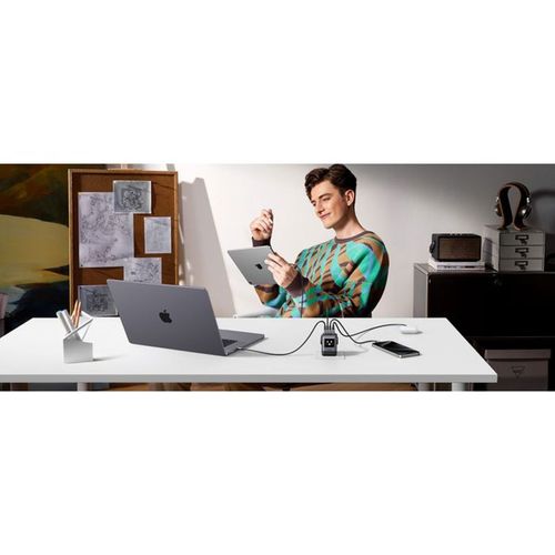 Chargeur Mural Gan 100w 4 Ports (3×usb-c,1×usb-a) Écran Tft, Pieds Magnétiques