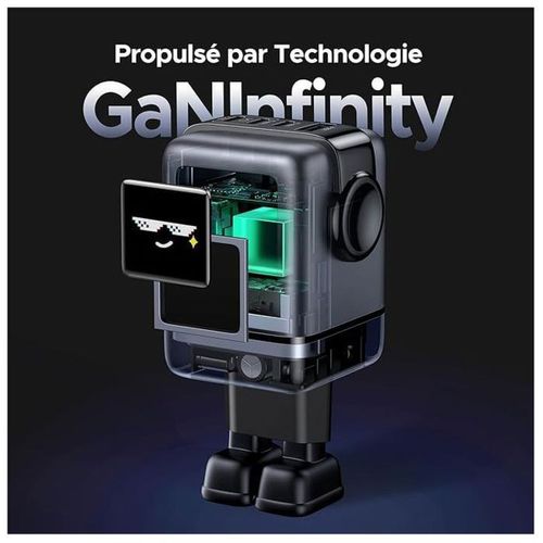 Chargeur Mural Gan 100w 4 Ports (3×usb-c,1×usb-a) Écran Tft, Pieds Magnétiques