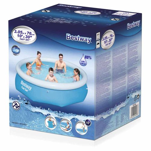 Piscine Gonflable Fast Set Rond 305x76 Cm 57266 Hors Sol Jardin Patio Terrasse Extérieur