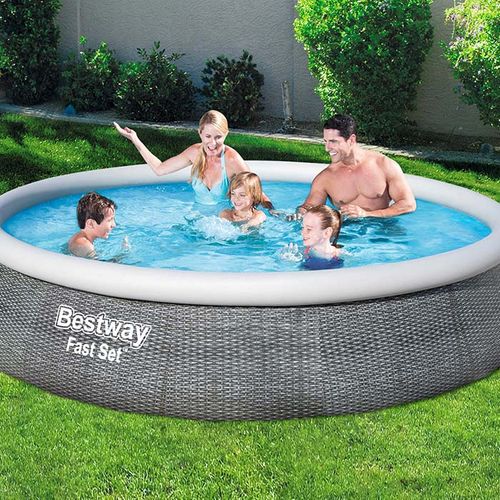 Piscine gonflable Autoportée Fast Set Aspect Rotin 3,96 x 0,84 m avec pompe filtration