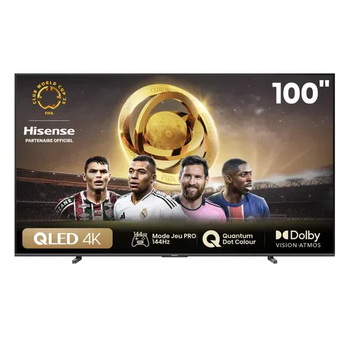 Téléviseur QLED 100'' 254 cm HISENSE 100E7NQ PRO vue de face