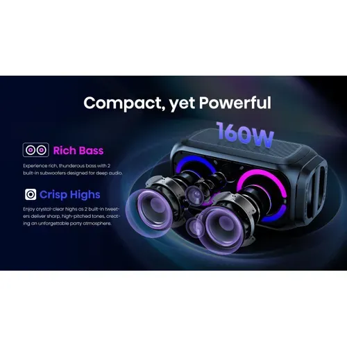 Party Rocket 160 - Enceinte Portable Bluetooth 160 W, Noire