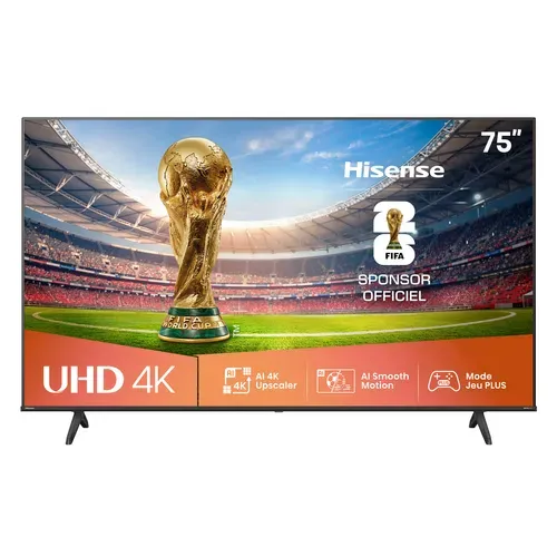 Téléviseur 4K 75'' 189 cm HISENSE 75A69Q vue de face
