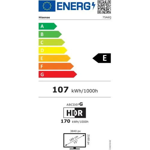 75a6q - TV LED 75 (189 Cm) - 4k Uhd 3840x2160 - Hdr10+ - TV Connecté - 3xhdmi 2.1 - Wifi