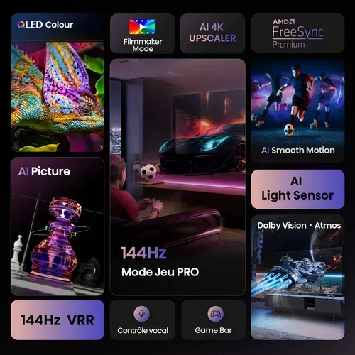 Téléviseur 4K QLED 55'' 139 cm HISENSE 55E77Q PRO