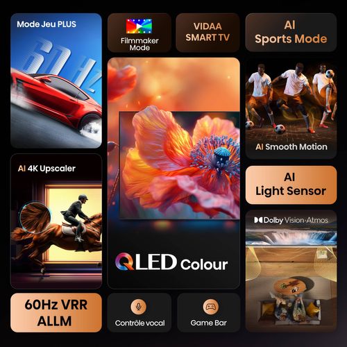 Téléviseur 4K QLED 43'' 108 cm HISENSE 43E77Q