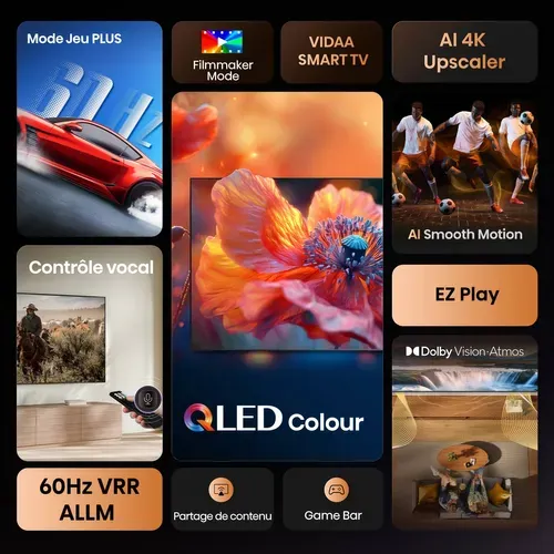 Téléviseur 4K QLED 65'' 164 cm HISENSE 65A76Q