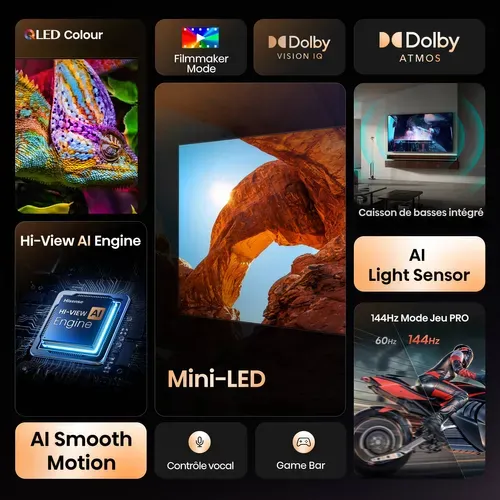 Téléviseur MiniLED 50'' 126 cm HISENSE 50U7Q