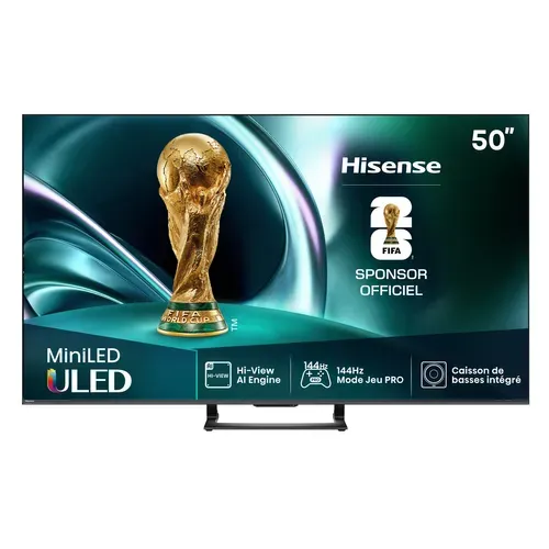 Téléviseur MiniLED 50'' 126 cm HISENSE 50U7Q vue de face