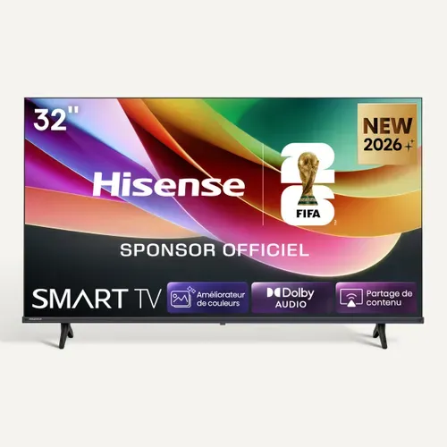 Téléviseur HD Ready 32'' 80cm HISENSE 32A4S vue de face