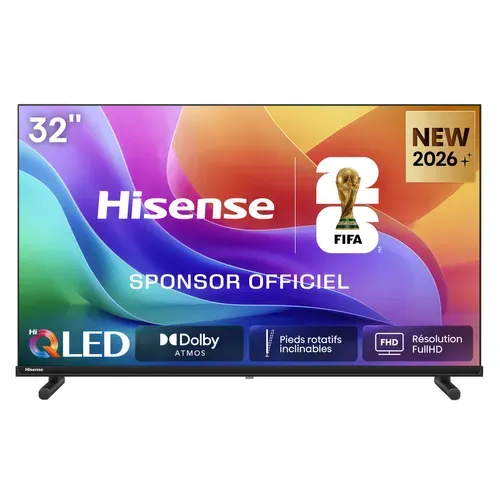 Téléviseur QLED 32'' 80cm HISENSE 32A5S Smart TV QLED Noir vue 3/4