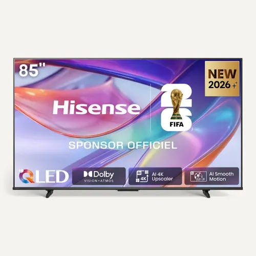 Téléviseur 4K QLED 85'' 215 cm HISENSE 85E7S vue de face