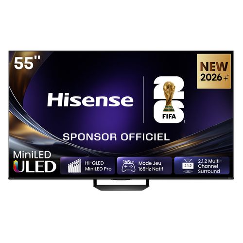 Téléviseur MiniLED 55'' 139 cm HISENSE 55U7S PRO vue de face