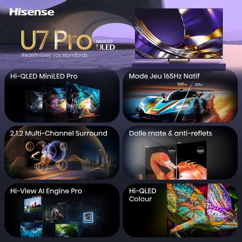 Téléviseur MiniLED 55'' 139 cm HISENSE 55U7S PRO