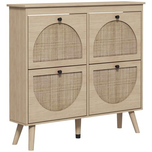 Meuble À Chaussures, Armoire À Chaussures 20 Paires Pieds En Bois Massif 105x24x97,5 Cm Naturel