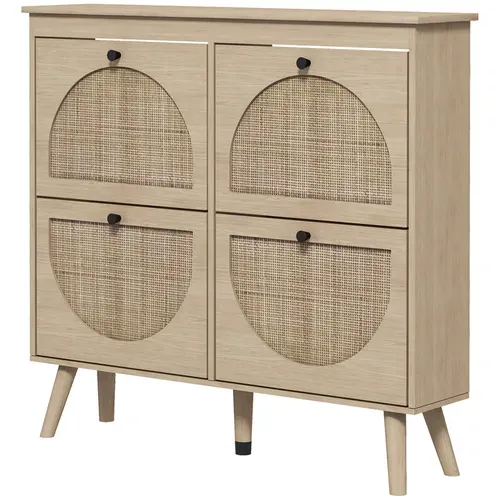 Meuble À Chaussures, Armoire À Chaussures 20 Paires Pieds En Bois Massif 105x24x97,5 Cm Naturel