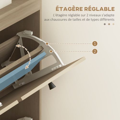 Meuble À Chaussures, Armoire À Chaussures 20 Paires Pieds En Bois Massif 105x24x97,5 Cm Naturel