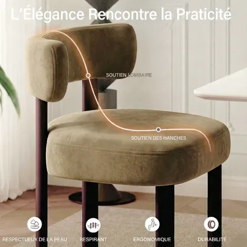 Lot De 2 Chaises Salle à Manger En Bois Massif, Design épuré Et Chaleureux, Marron