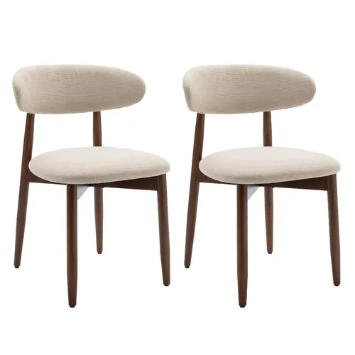 Lot De 2 Chaises De Salle à Manger, Assise En Mousse Haute Densité, Dossier Ergonomique, Beige