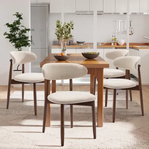 Lot De 2 Chaises De Salle à Manger, Assise En Mousse Haute Densité, Dossier Ergonomique, Beige