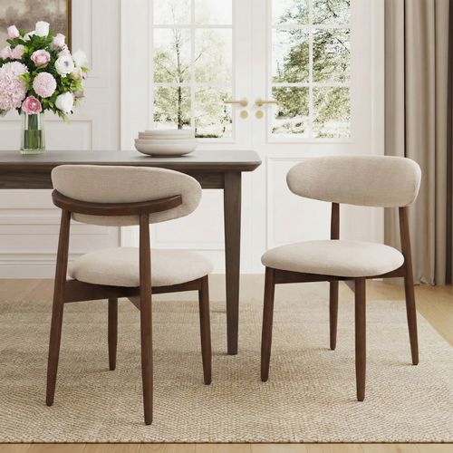 Lot De 2 Chaises De Salle à Manger, Assise En Mousse Haute Densité, Dossier Ergonomique, Beige