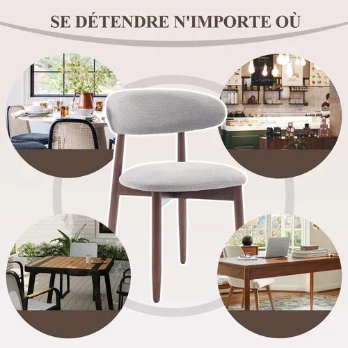 Lot De 2 Chaises De Salle à Manger, Assise En Mousse Haute Densité, Dossier Ergonomique, Gris