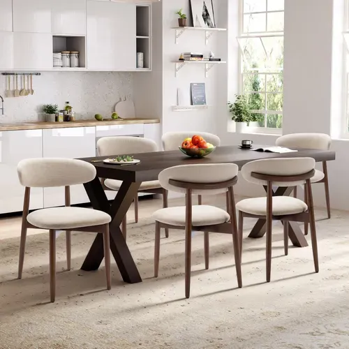 Lot De 6 Chaises Nordiques Robustes Et élégantes, Confortables, Pour Salle À Manger Et Cuisine,beige