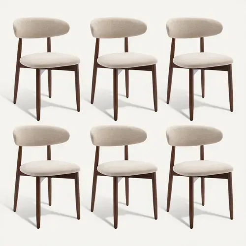 Lot De 6 Chaises Nordiques Robustes Et élégantes, Confortables, Pour Salle À Manger Et Cuisine,beige