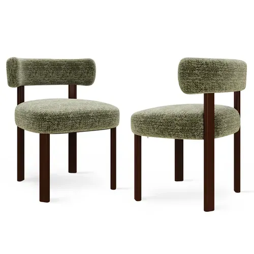 Lot De 2 Chaises Salle à Manger En Bois Massif, Design épuré Et Chaleureux, Vert