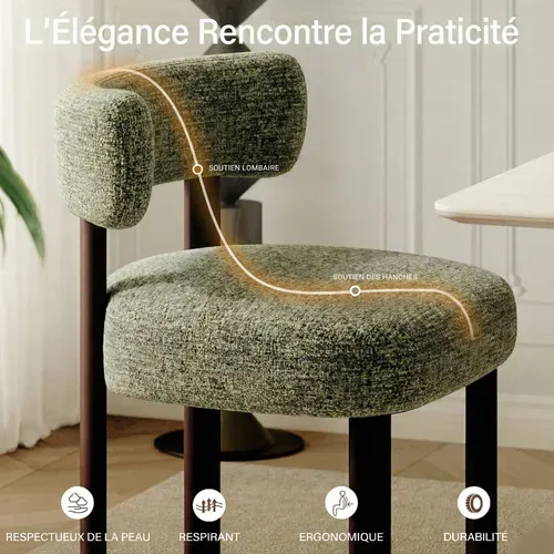 Lot De 2 Chaises Salle à Manger En Bois Massif, Design épuré Et Chaleureux, Vert